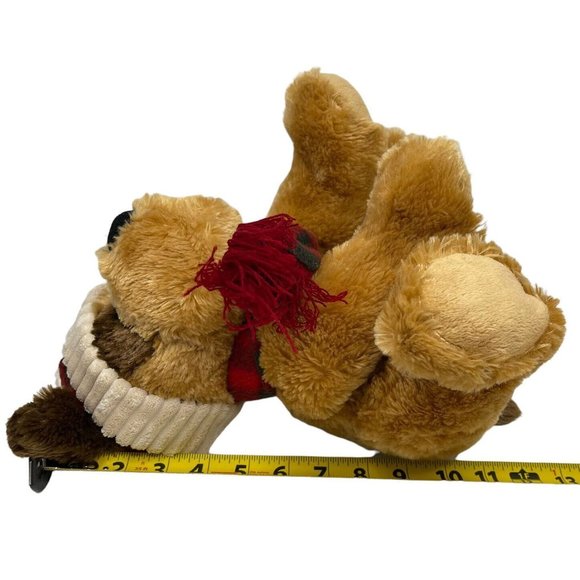 Hug Fun International Plush Dog In Red Plaid Hat & Scarf Stuffed Animal Toy 11" - Picture 8 of 10
